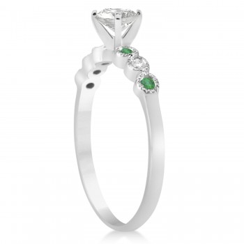 Emerald & Diamond Bezel Engagement Ring Platinum 0.09ct