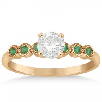 Emerald Bezel Set Engagement Ring Setting 14k Rose Gold 0.09ct