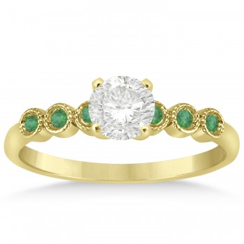 Emerald Bezel Set Engagement Ring Setting 14k Yellow Gold 0.09ct