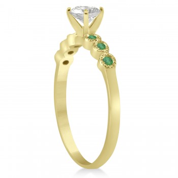 Emerald Bezel Set Engagement Ring Setting 14k Yellow Gold 0.09ct