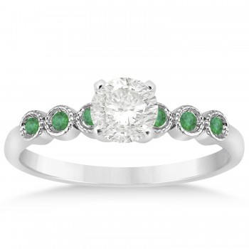 Emerald Bezel Set Engagement Ring Setting 18k White Gold 0.09ct