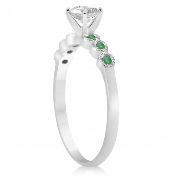 Emerald Bezel Set Engagement Ring Setting 18k White Gold 0.09ct