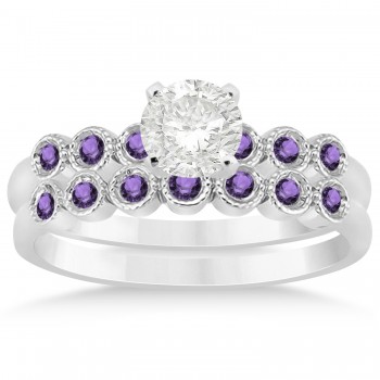 Amethyst Bezel Set Bridal Set Setting 14k White Gold (0.19ct)