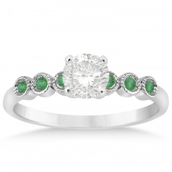 Emerald Bezel Set Bridal Set Platinum 0.19ct