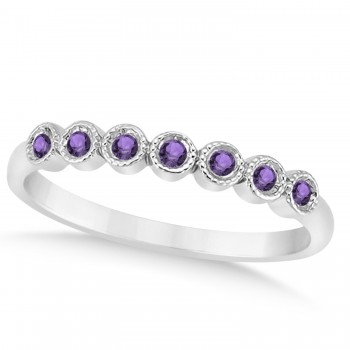 Amethyst Bezel Set Wedding Band 14k White Gold (0.10ct)