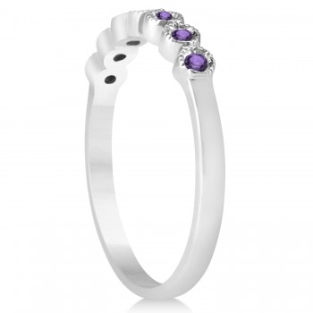 Amethyst Bezel Set Wedding Band 14k White Gold (0.10ct)