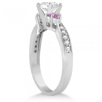 Floral Diamond & Pink Sapphire Engagement Ring 18k White Gold (0.80ct)