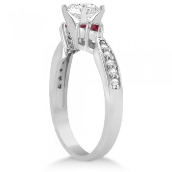 Floral Diamond & Ruby Engagement Ring in Platinum (0.80ct)