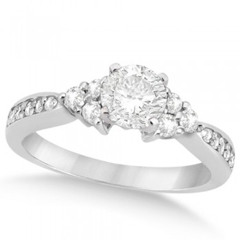 Floral Diamond Accented Engagement Ring in Platinum (0.78ct)