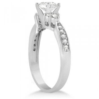 Diamond Floral Engagement Ring Setting 14k White Gold (0.28ct)