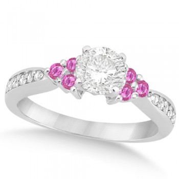 Floral Diamond & Pink Sapphire Bridal Set in 14k White Gold (1.00ct)