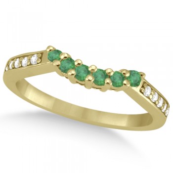 Floral Diamond and Emerald Wedding Ring 18k Yellow Gold (0.28ct)
