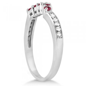 Floral Diamond and Ruby Wedding Ring 14k White Gold (0.30ct)