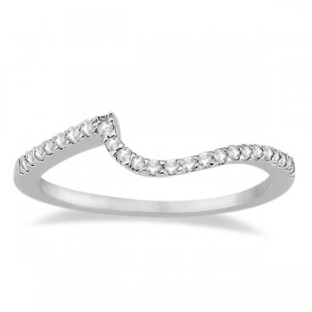 Petite Contour Diamond Wedding Band Swirl Ring 14k White Gold (0.12ct)