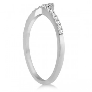 Petite Contour Diamond Wedding Band Swirl Ring 14k White Gold (0.12ct)