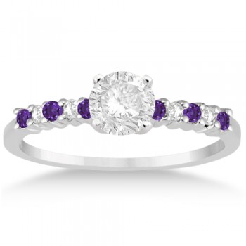 Petite Diamond & Amethyst Engagement Ring Platinum (0.15ct)