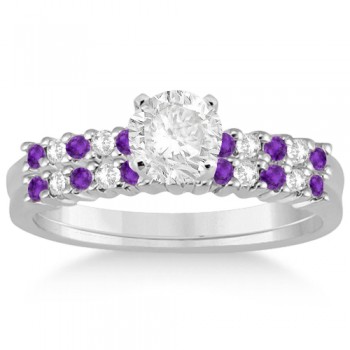 Petite Diamond & Amethyst Bridal Set Platinum (0.35ct)