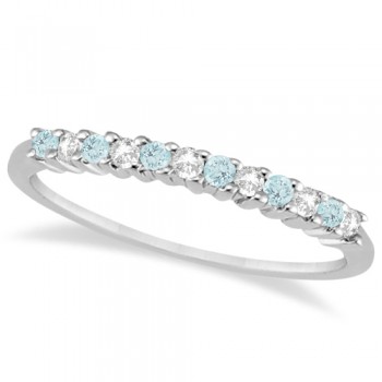 Petite Diamond & Aquamarine Wedding Band Platinum (0.20ct)