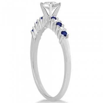 Petite Diamond & Sapphire Engagement Ring 14k White Gold (0.15ct)