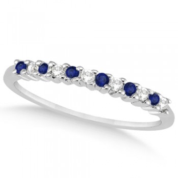 Petite Diamond & Sapphire Wedding Band 14k White Gold (0.20ct)