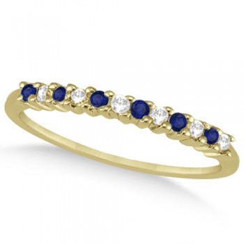 Petite Diamond & Sapphire Wedding Band 18k Yellow Gold (0.20ct)