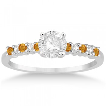 Petite Diamond & Citrine Engagement Ring Platinum (0.15ct)