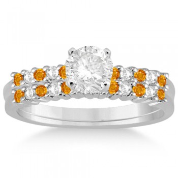 Petite Diamond & Citrine Bridal Set 14k White Gold (0.35ct)