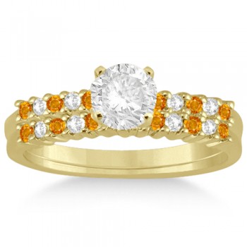 Petite Diamond & Citrine Bridal Set 14k Yellow Gold (0.35ct)