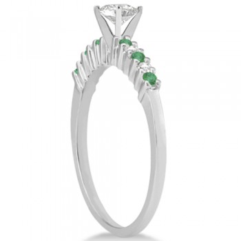 Petite Diamond & Emerald Engagement Ring 18k White Gold (0.15ct)