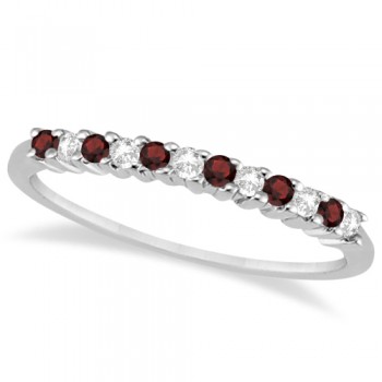 Petite Diamond & Garnet Wedding Band 14k White Gold (0.20ct)