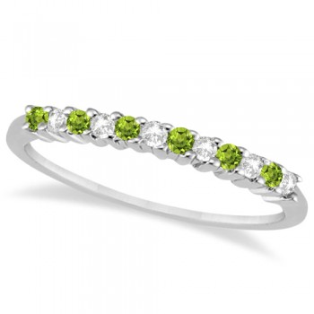 Petite Diamond & Peridot Wedding Band 14k White Gold (0.20ct)