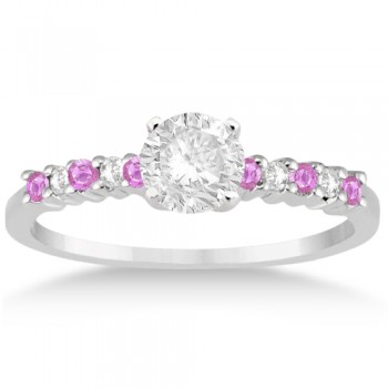 Diamond & Pink Sapphire Engagement Ring 14k White Gold (0.15ct)