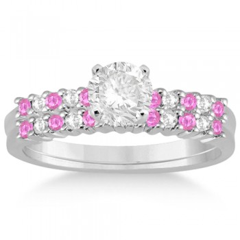 Diamond & Pink Sapphire Bridal Set 14k White Gold (0.35ct)