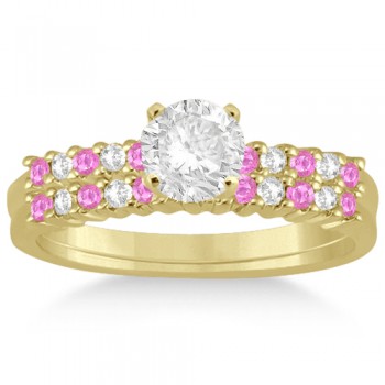 Diamond & Pink Sapphire Bridal Set 14k Yellow Gold (0.35ct)