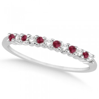 Petite Diamond & Ruby Wedding Band 14k White Gold (0.20ct)