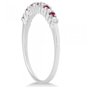 Petite Diamond & Ruby Wedding Band 14k White Gold (0.20ct)