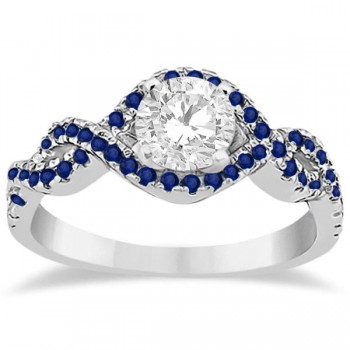Blue Sapphire Halo Infinity Engagement Ring In 18K White Gold (0.39ct)