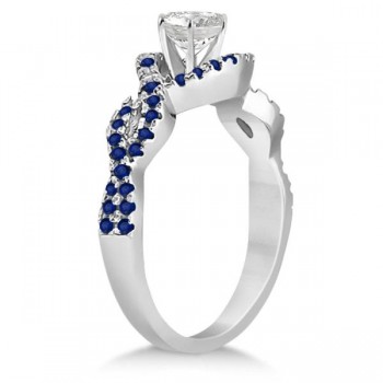 Blue Sapphire Halo Infinity Engagement Ring In 18K White Gold (0.39ct)