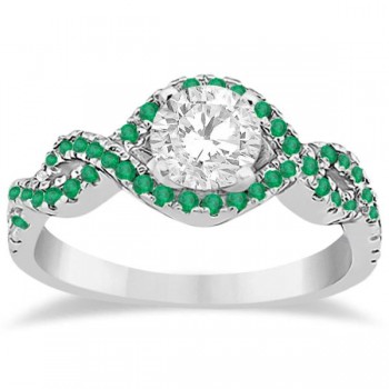 Emerald Halo Infinity Engagement Ring In 18K White Gold (0.39ct)