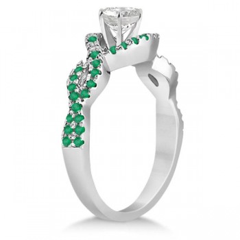 Emerald Halo Infinity Engagement Ring In 18K White Gold (0.39ct)