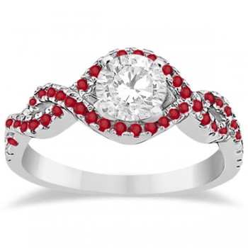 Ruby Halo Infinity Engagement Ring In 14k White Gold (0.39ct)