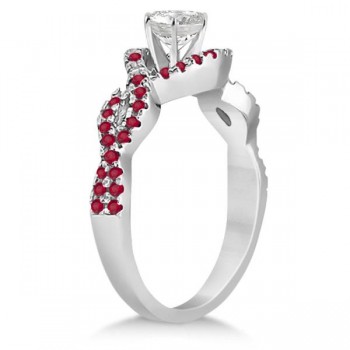 Ruby Halo Infinity Engagement Ring In 18K White Gold (0.39ct)