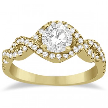 Diamond Infinity Halo Engagement Ring & Band Set 14K Yellow Gold (0.60ct)