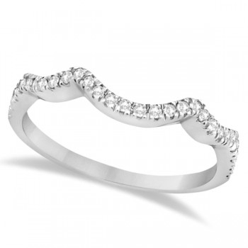 Contoured Semi Eternity Diamond Wedding Band 14K White Gold (0.21ct)