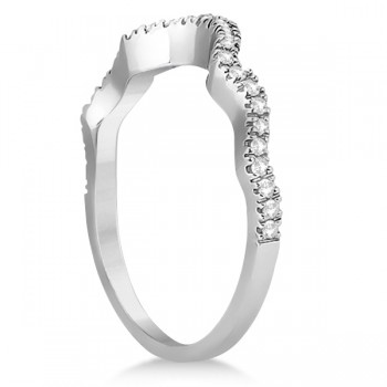 Contoured Semi Eternity Diamond Wedding Band 14K White Gold (0.21ct)