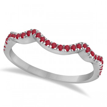 Contoured Semi Eternity Ruby Wedding Band 14K White Gold (0.21ct)