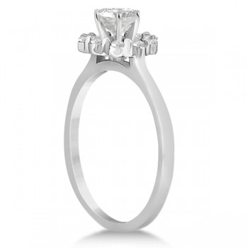 Floral Diamond Halo Engagement Ring Setting 14k White Gold (0.20ct)