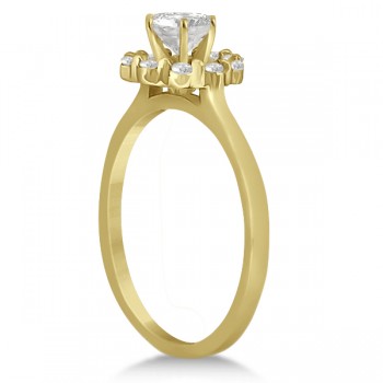 Floral Diamond Halo Engagement Ring Setting 14k Yellow Gold (0.20ct)