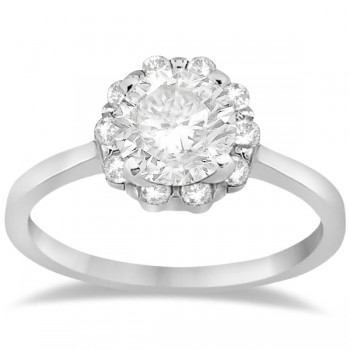 Floral Diamond Halo Engagement Ring Setting Palladium (0.20ct)