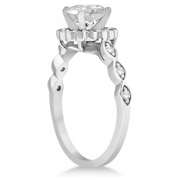 Floral Halo Diamond Marquise Engagement Ring 14k White Gold (0.24ct)